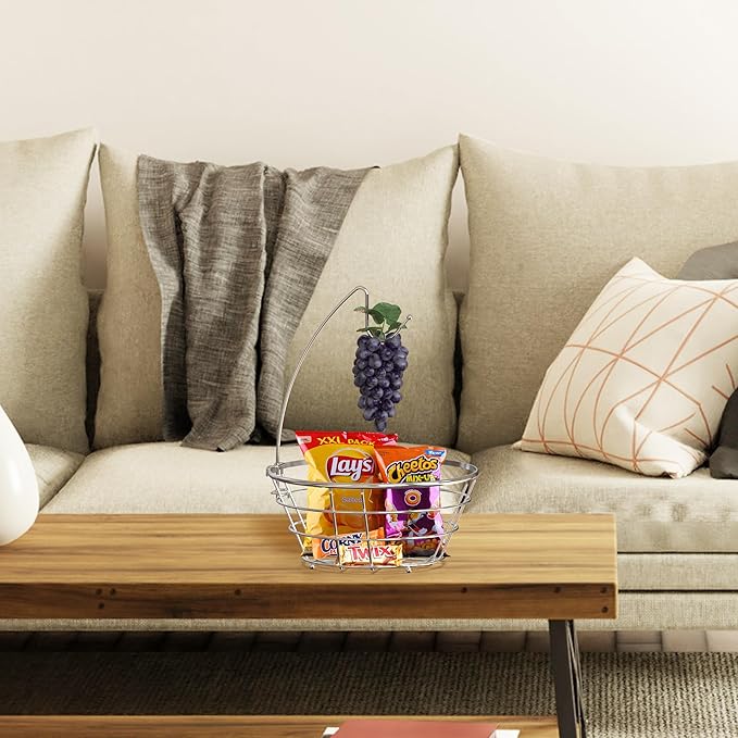 Deco Brothers Fruit Bowl with Banana Holder, Chrome-NeatNest