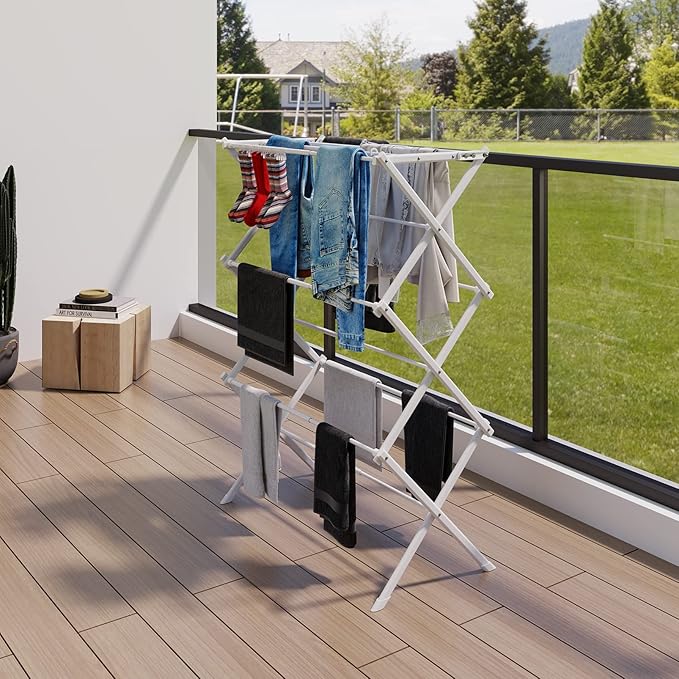 Foldable Drying Rack Clothing,Clothes Drying Rack Folding Indoor and Outdoor Rack,Laundry Drying Rack Collapsible-White…