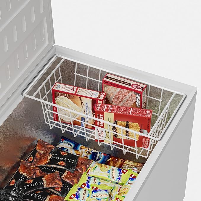 Chest Freezer Bins, Deep Chest Freezer Organizer Basket, Storage Rack Bins Wire Metal Baskets with Hanging Handles 16.5" 2Packs-NeatNest