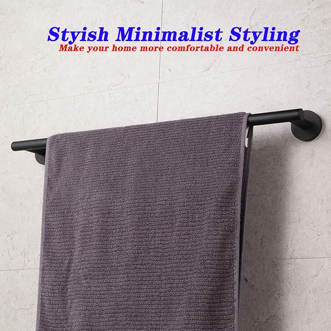 GERZWY Bathroom Towel Bar 24" Stainless Steel Towel Bar Matte Black Contemporary Style Wall Mount for Bath Kitchen AG1101C60-BK