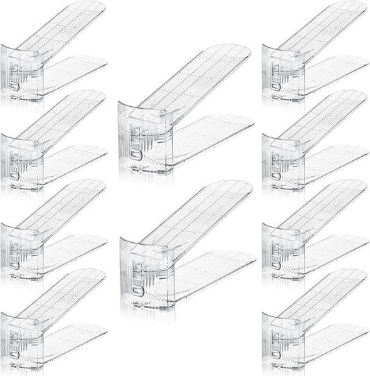 Clear Shoe Slot Organizer, 10 Pack Adjustable Shoe Slots Organizer for Closet Clear Shoe Stackers Shoe Rack Holder Shoe Space Savers for A Pair of Shoes(Transparent)-NeatNest