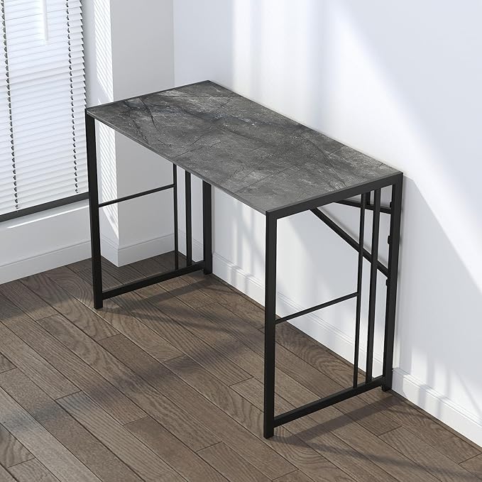 Folding Desk 40 inch Writing Gaming Computer Camping Desk, No Assembly Required Home Office Table, Grey-NeatNest
