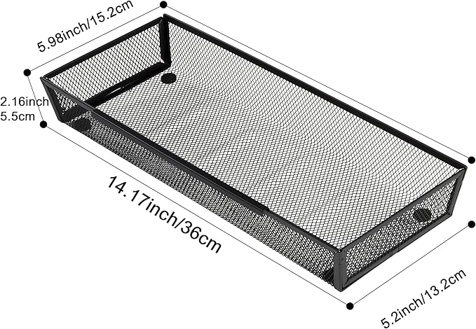 ihomecooker Mesh Tray Silverware Drawer Organizer Utensil Cutlery Tray Office Supplies Organizer for Flatware, Knives,Home,Office, School,Bedroom 15X6'' Black-NeatNest