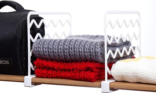 CY craft 8 PCS Shelf Divider,Thickened Wood Shelf Dividers,White Plastic Closet Shelf Separators Clothing Organizer Perfect for Bedroom Shelving Organization and Kitchen Cabinet Shelf Storage-NeatNest