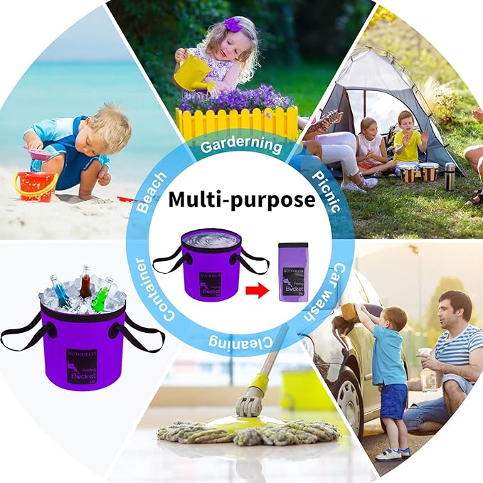 AUTODECO Collapsible Bucket 5 Gallon Container Folding Water Bucket Portable Wash Basin 20L-NeatNest