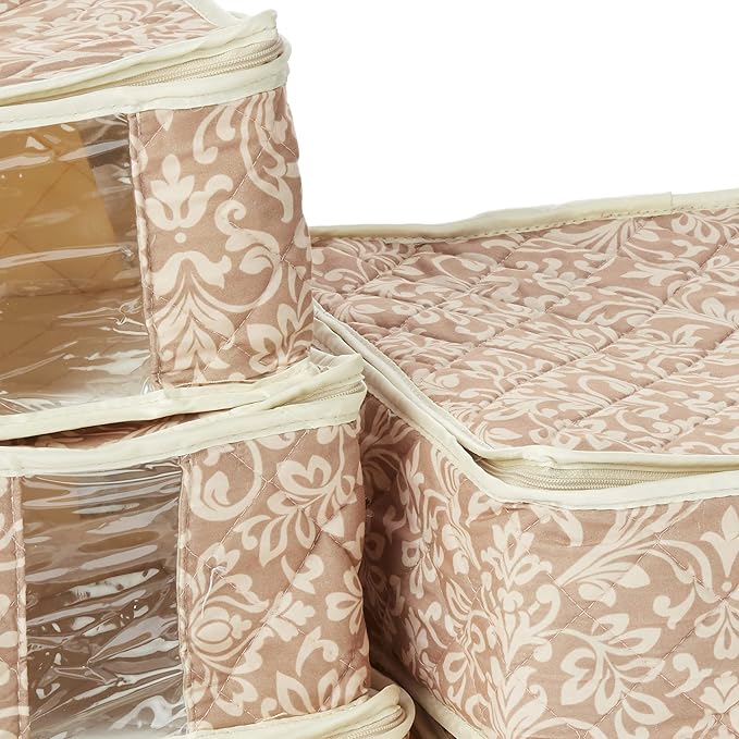 8-Piece Storage Containers Set – China, Beige, Quilted, Stackable Dish & Plate Protectors – Glass & Dinnerware Organizer Lids – Kitchen Storage for Meal, Tupperware, Glass Containers & Food Storage-NeatNest