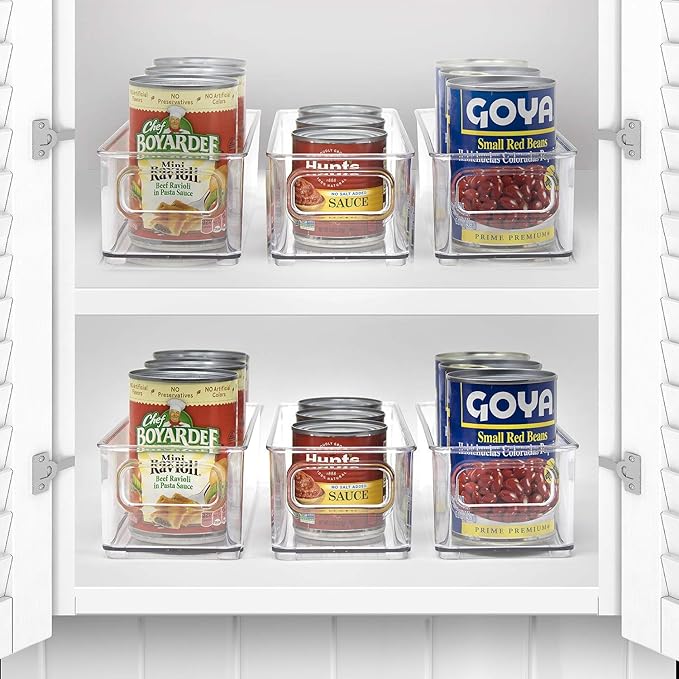 Sorbus Stackable Refrigerator Organizer Bins - Clear Storage Bins for Kitchen Pantry, Freezer & Fridge Organization - Food Organizing Plastic Containers with Handles for Countertops & Drawers (4 Pack)-NeatNest