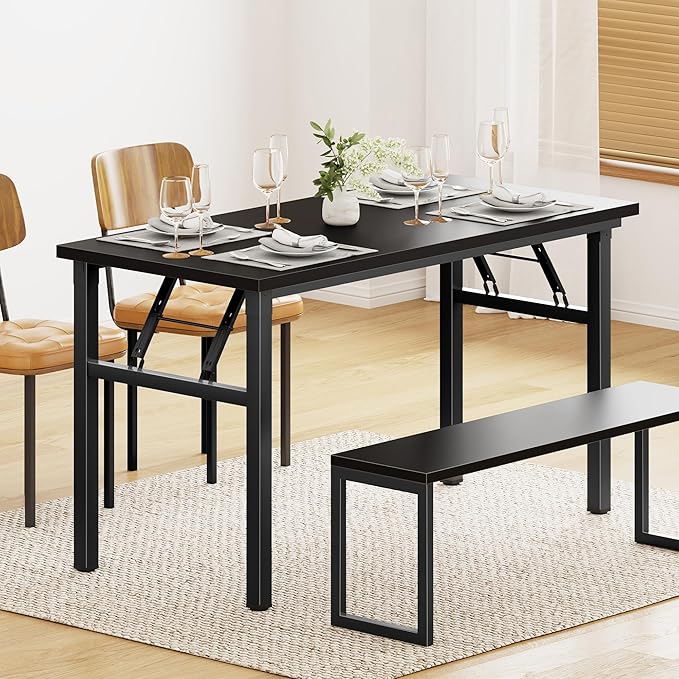 Folding Desk, 47 inch No Assembly Folding Desks for Small Spaces, Sturdy Foldable Computer Desk, Functional Home Office Desks, Study Writing Desk Office Table Workstation for Home Office Outdoor-NeatNest