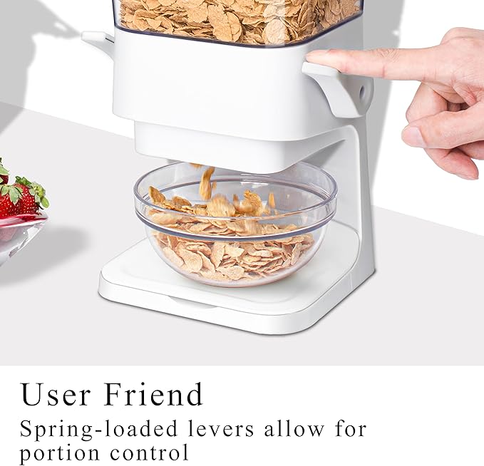 Cereal Dispenser Countertop, 5L Cereal Containers Storage Dispenser for Pantry, Large Dry Food Cereal Dispenser, Not Easy to Crush Cereal, Can Hold Oatmeal, Snack, Grain, Pet Food (White, 2Pc)-NeatNest