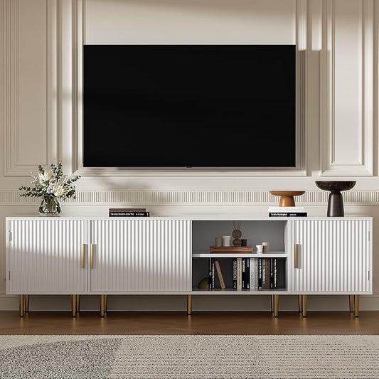 71" TV Stand for 50/60/70/80 inch TV, Modern TV Stand for 75+ inch TV, Entertainment Center for Up to 80" TV, TV Media Stand with Storage Cabinet for Living Room, Bedroom, White-NeatNest