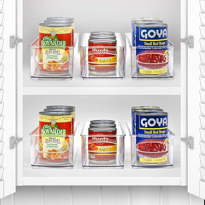 Sorbus Stackable Refrigerator Organizer Bins - Clear Storage Bins for Kitchen Pantry, Freezer & Fridge Organization - Food Organizing Plastic Containers with Handles for Countertops & Drawers (6 Pack)-NeatNest