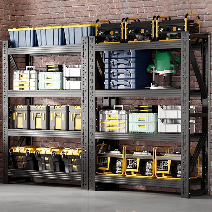 32" W Garage Shelving,4-Tier Heavy Duty Storage Shelves Unit with Adjustable Metal Shelf for Warehouse,Basement,Workshop,3200LBS,32" W x 20" D x 79" H,Black-NeatNest