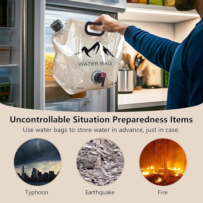 Collapsible Water Container with Spigot, 2.1 Gallon (8L) BPA-Free Portable Water Bladder – Leakproof Foldable Jug for Camping, Emergency Storage, Hiking & Outdoor Travel-NeatNest