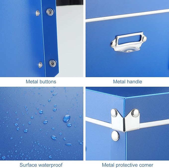 SEEKIND photo boxes storage, storage boxes with lids and Handles, 3 in 1 Set, Multiple Size(Small/Medium/Large) Plastic Box for Photos, Document, Cosmetic, Socks, Snacks, Etc(Blue)-NeatNest