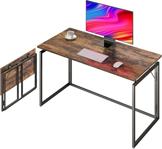 Folding Desk 40 Inch - No Assembly Small Foldable Desk for Small Space Minimalist, Space Saving Collapsible Compact Desks Portable Table for Craft, Writing, Study and Work-NeatNest