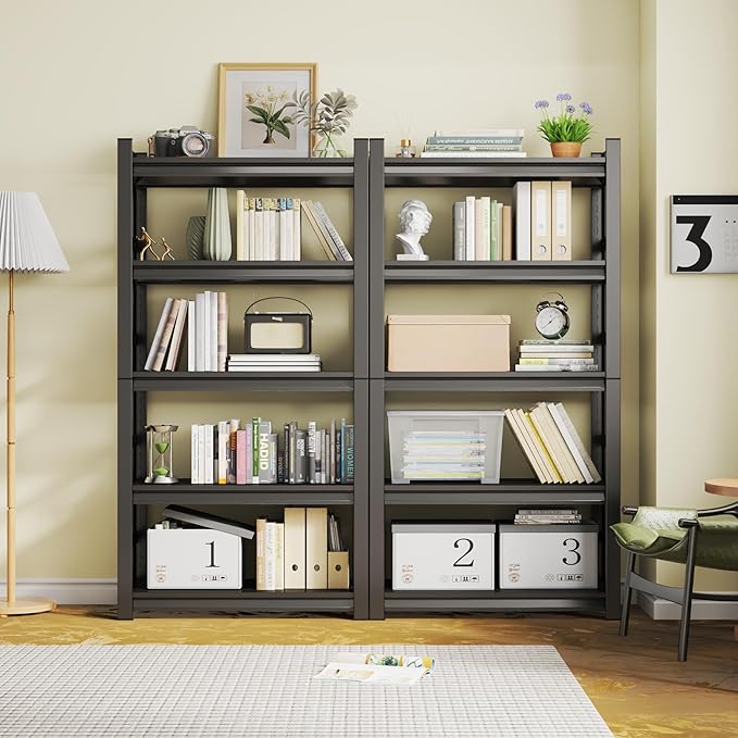 Bookshelf, 5 Tier Bookshelves, Tall Book Shelf For CDs/Movies/Books, Bookcase Shelf Storage Organizer Adjustable Bookshelf For Bedroom/Living Room/Home Office (with fence-63"H*32"W*15.7"D)-NeatNest