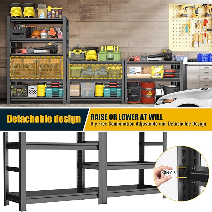 78" H,Metal Garage Shelving Heavy Duty 5-Tier Adjustable Storage Shelves Easy to Assemble, Garage Organization with 4500lbs Capacity,Shelving Racks for Storage,Ideal for Garage,Basement,Warehouse-NeatNest