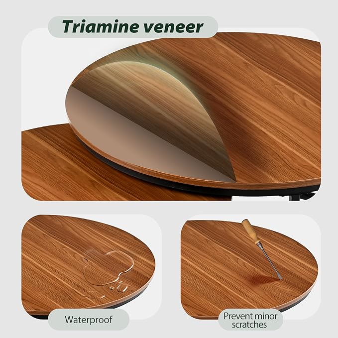 31.5" Nesting Coffee Table Set of 2, Round Nesting Coffee Table with Wood Grain Top, End Tables with Metal Frame for Living Room, Bedroom, Brown
