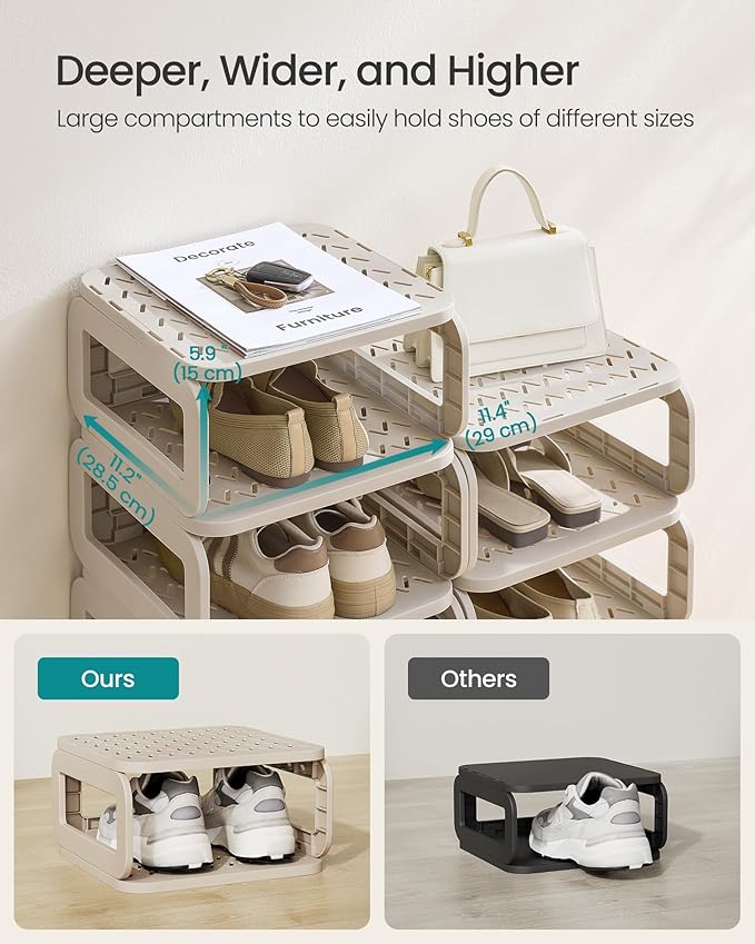 SONGMICS Shoe Rack, Shoe Organizer, 6 Shelves, Shoe Storage, Narrow Shoe Shelf, Open Shelf for Entryway, Living Room, Bathroom, Space-Saving, Cappuccino Beige ULPC037K01-NeatNest