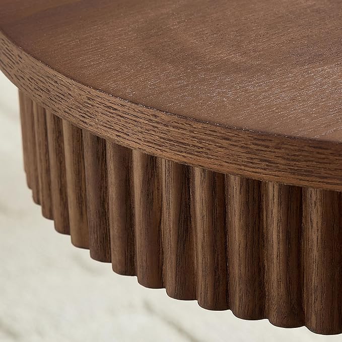 kevinplus 47.24'' Oval Coffee Table for Living Room, Modern Mid-Century Pedestal Wood Coffee Table, Easy Assembly, Walnut