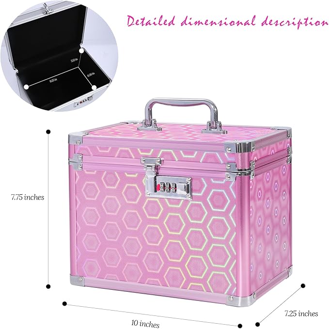 Medication Combination Lock Boxes with Code for Personal Items, Medicine Lockbox for Documents 10 x 7.25 x 7.75 Inches Colorful Rose