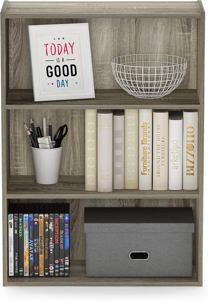 Furinno Pasir 3-Tier Open Shelf Bookcase, Sonoma Oak