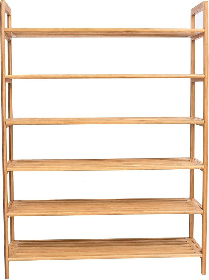 BirdRock Home Free Standing Bamboo Shoe Rack | 6 Tier | Wood | Closets and Entryway | Organizer | Fits 18 Pairs of Shoes-NeatNest