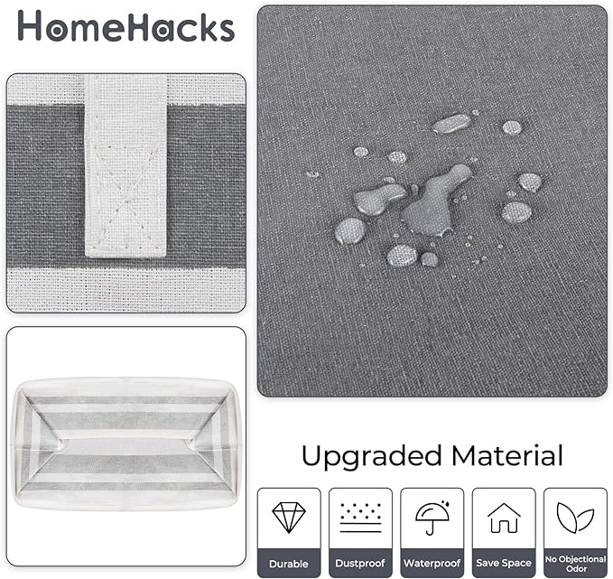 HomeHacks Laundry Basket,100L Each Waterproof, Freestanding Laundry Hamper, Collapsible Tall Clothes Hamper with Extended Handles for Clothes Toys in The Dorm and Family, 2-Pack Gradient Grey-NeatNest