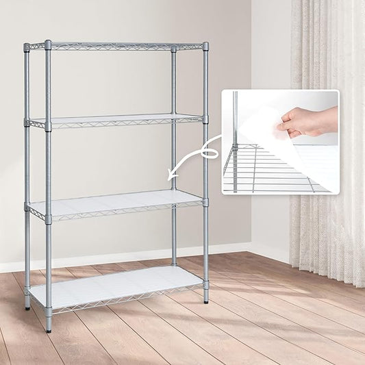 CAPHAUS NSF Adjustable Shelves Metal Wire Shelving Unit w/Liners, Kitchen Storage Shelving, Metal Steel Storage Shelving, Garage Shelving Storage Organizer, Utility Shelf, 4-Tier No Wheels, Silver-NeatNest