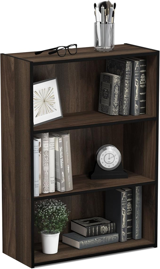 Furinno Pasir 3-Tier Open Shelf Bookcase, Columbia Walnut