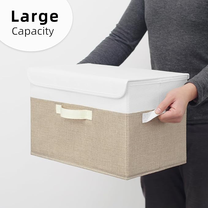 GRANNY SAYS Storage Bins with Lids, Decorative Storage Boxes, Clothes Stoarge Bins, Shelf Baskets, Closet Storage Bins for Clothing, Collapsible Storage and Organization, 2-Pack-NeatNest