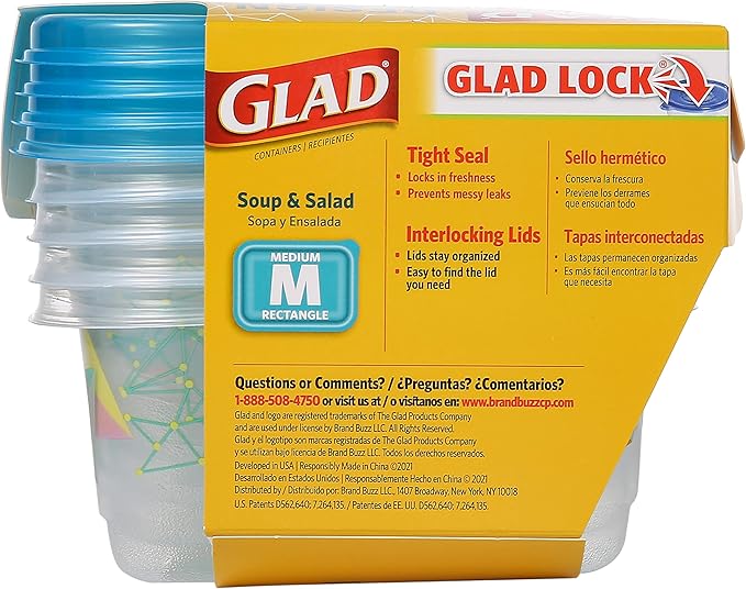 Glad Series Food Storage Containers, 4 Count | Strong and Durable Food Storage Food Containers for Everyday Use | Use to Store Meals, Snacks, and Desserts (Pack of 2)