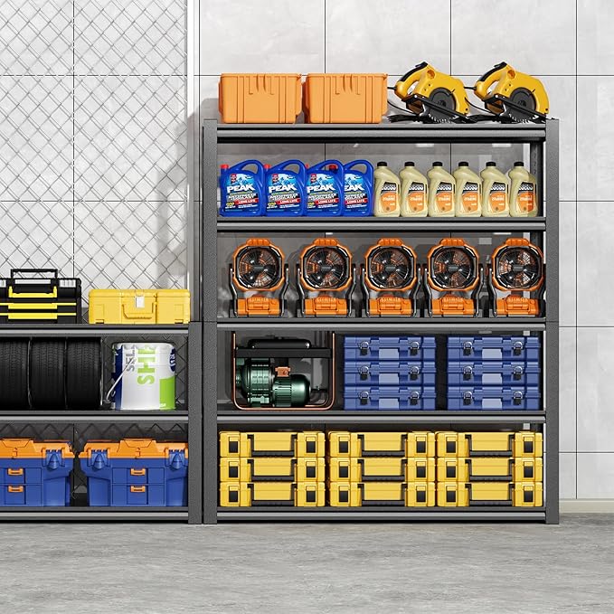 32" W Garage Shelving,5-Tier Heavy Duty Shelving Unit,3000LBS Adjustable Metal Storage Shelves,Storage Rack Units for Industrie,Shed,Warehouse,Basement,Black,32" W x 16" D x 63" H-NeatNest