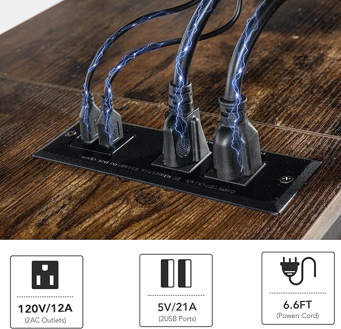 Clikuutory Modern Brown 63 inch Metal TV Stand with LED Lights and Power Outlets for 40 50 55 60 65 70 Inch TVs, 3 Tier Television Stands with Entertainment Center and Storage for Living Room, Bedroom-NeatNest