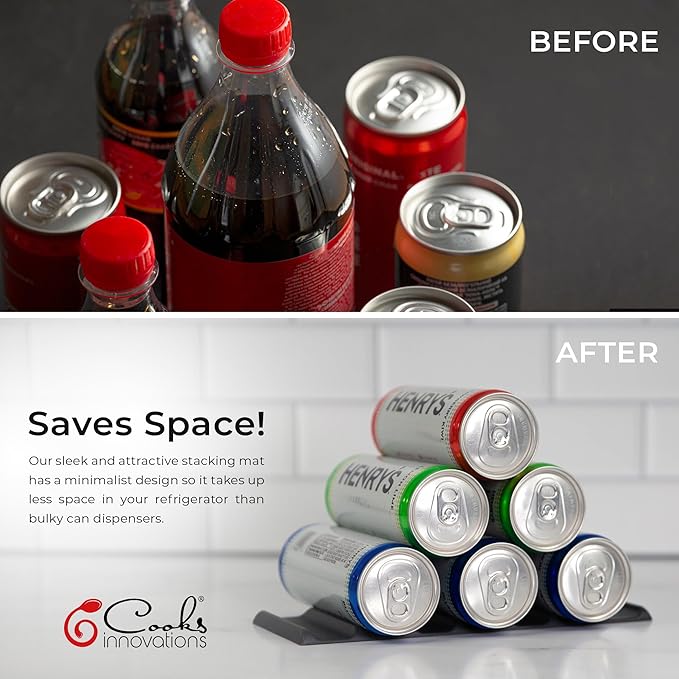 Cooks Innovations Drink Organizer for Fridge, Soda Can Refrigerator Organizers and Storage, Beer-Wine-Water Bottle Holder, Fridge Monkey - Durable Non-Slip Anti-Roll (2 pack, Red)-NeatNest