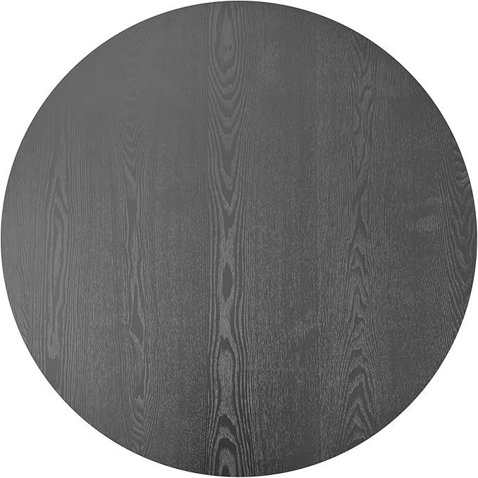 kevinplus 39.37'' Black Round Coffee Table Modern Wood Circle Fluted Drum Pedestal Coffee Table with Storage Space for Living Room, Easy Assembly, Black