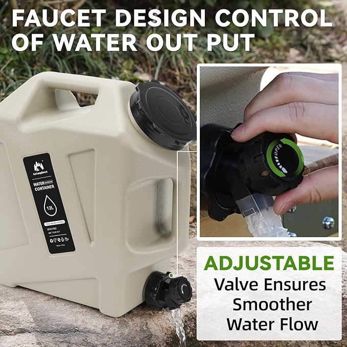 Camping Water Container - 3.2 Gallan Water Jug with Spigot | Portable Water Tank for Outdoor Hiking Picnic Supplies-Grey-NeatNest