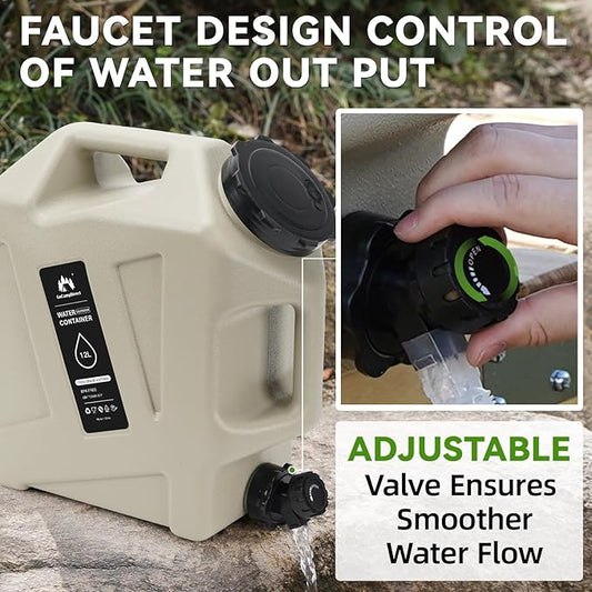 Camping Water Container - 3.2 Gallan Water Jug with Spigot | Portable Water Tank for Outdoor Hiking Picnic Supplies-Grey-NeatNest