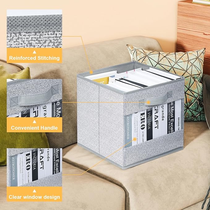 DIMJ Cube Storage Bin, 6 Pack Collapsible Storage Bins, Cube Storage Organizer with Window, Fabric Storage Bins for Shelves, Closet Baskets for Clothes, Toys, Books-NeatNest
