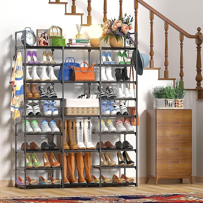 Kottwca 9-Tier Metal Shoe Rack Organizer for 50-55 Pairs - Space Saving Shoe Storage Shelf for Entryway, Closet, Bedroom, Hallway-NeatNest