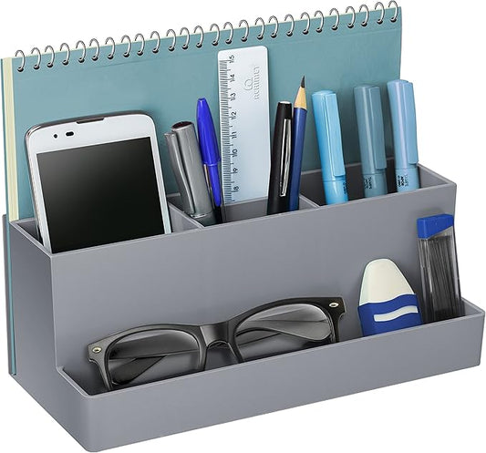 Acrimet Desktop Organizer - Multi Organizer Caddy Holder for Office, Home and School use (Plastic) (Silver Color)-NeatNest