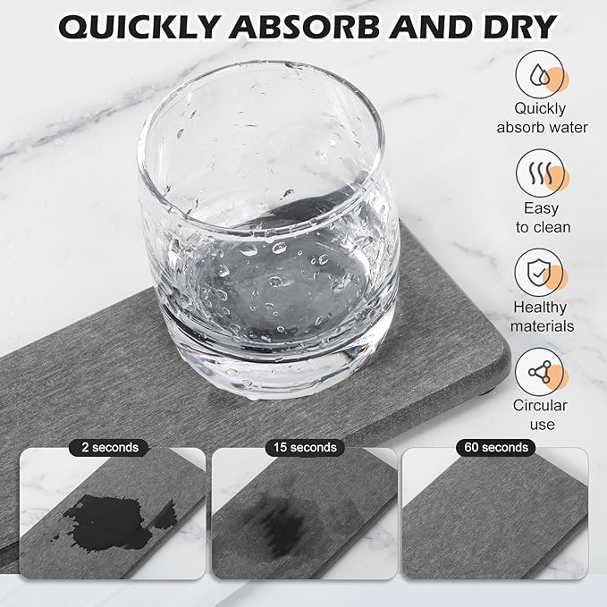 4PCS Water Absorbing Stone Tray for Sink, Fast Drying Stone Sink Tray, Water Absorbent Diatomite Trays, Diatomaceous Coaster, Stones Drying Trays for Bathroom Sinks and Kitchen Counter-NeatNest