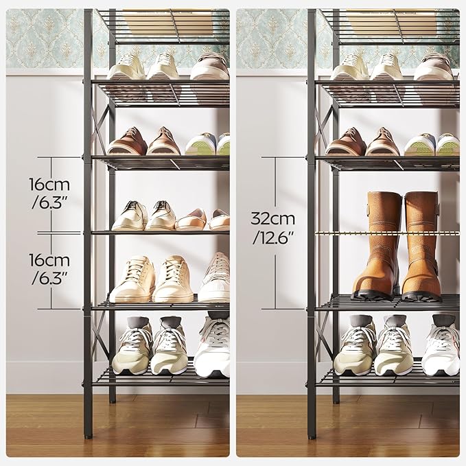 10 Tier Shoe Rack, Large Capacity Shoe Storage Organizer Holds 40 Pairs, Durable and Stable, for Entryway, Hallway, Closet, Dorm Room, Rustic Brown SS10BR-NeatNest