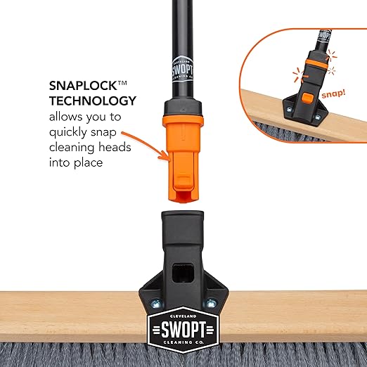 SWOPT 24” Premium Multi-Surface Push Broom Head — Indoor and Outdoor Push Broom — Cleaning Head Interchangeable with All SWOPT Cleaning Products for More Efficient Cleaning and Storage