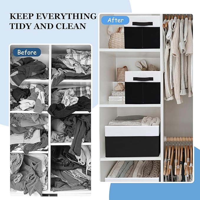 Criusia 6 Pack Closet Organizers and Storage Bins, Cute Dorm Room Essentials for Clothes Beddings Bags, Under Bed Storage Containers, Apartment Essentials Baskets for Organizing (14L*10W*9.5H)-NeatNest