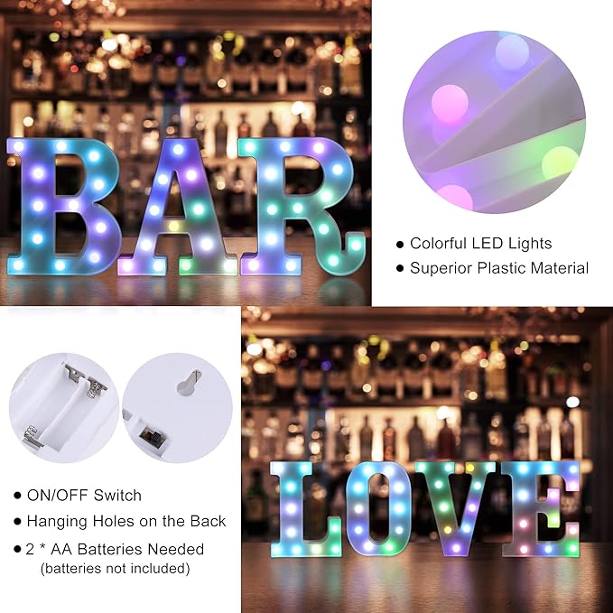 Foaky Upgraded Light Up Letters,Colorful Marquee Light Up Letter with Remote,Marquee Letters for Girl Gifts Teen Girl Gifts Trendy Stuff,Birthday Party Decoration (A)-NeatNest