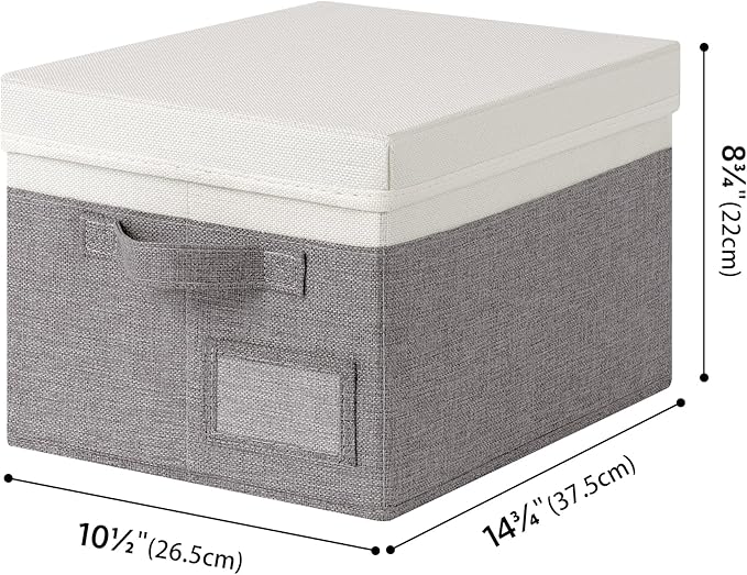 GRANNY SAYS Storage Bins with Lids, Storage Box, Collapsibe Storage Bins, Clothes Organizers and Storage, Storage Bins for Shelves, Decorative Storage Boxes with Lids, 3-Pack, Gray&Ivory-NeatNest