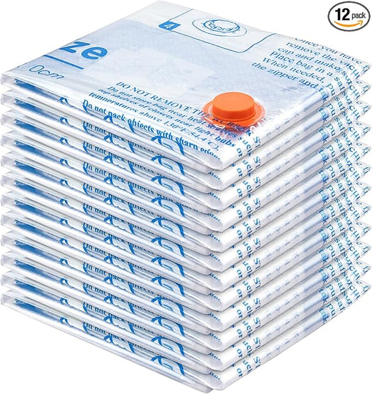 Vacuum Storage Bags 12 Jumbo, Space Saver Sealer Bags, Airtight Compression Bags for Clothes, Pillows, Comforters, Blankets, Bedding-NeatNest