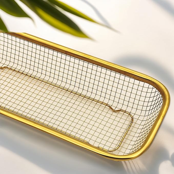 2-Pack Gold Flatware Organizer - Sturdy Mesh Design, Dishwasher-Safe & Easy-Clean Utensil Holder, Silverware Container Drawer Storage-NeatNest