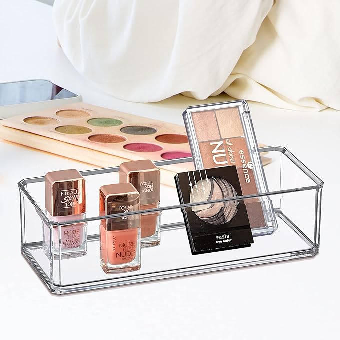 Amazing Abby - Glamour - Acrylic 1-Compartment Makeup Organizer, Transparent Plastic Lipstick Holder, Perfect Bathroom Vanity Storage Solution for Lipsticks, Nail Polishes, and More-NeatNest